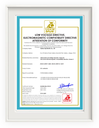 SJD系列直流接触器<br>CE认证证书