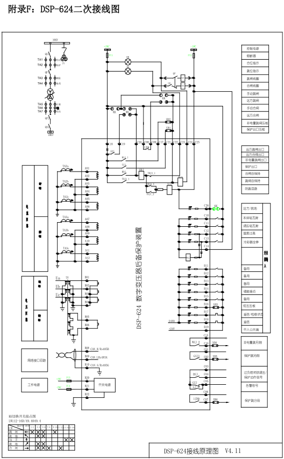 DSP-624系列数字变压器后备保护装置接线