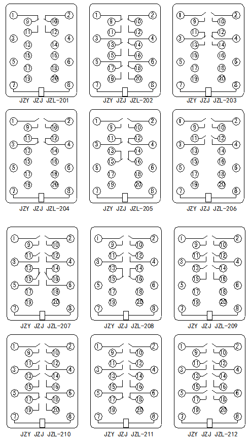 JZ□-200系列静态中间继电器接线图