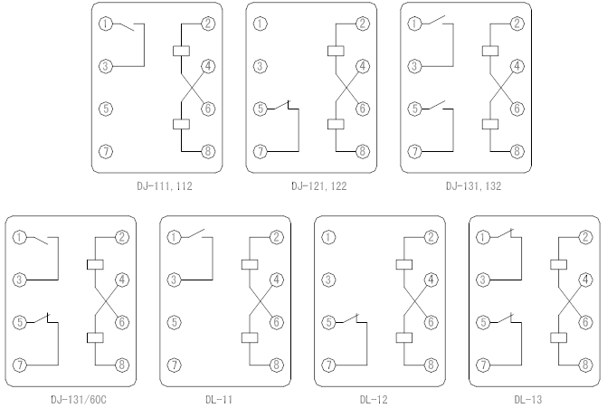 DL-10、DJ-100系列继电器接线图