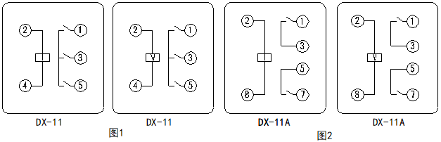 DX-11、DX-11A、DX-11Q、11A/Q型信号继电器接线图