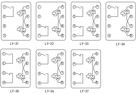 LY-30系列电压继电器接线图